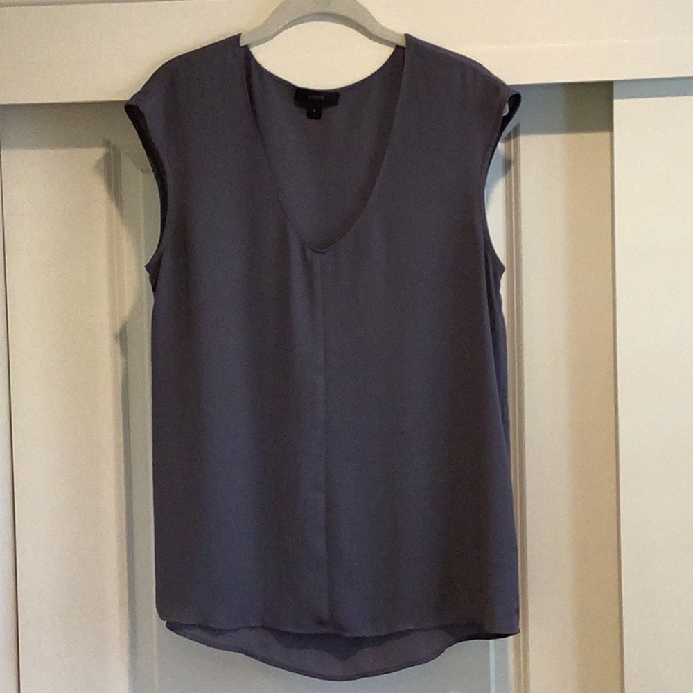 J. Crew Sleeveless V-Neck Blouse in Gray
